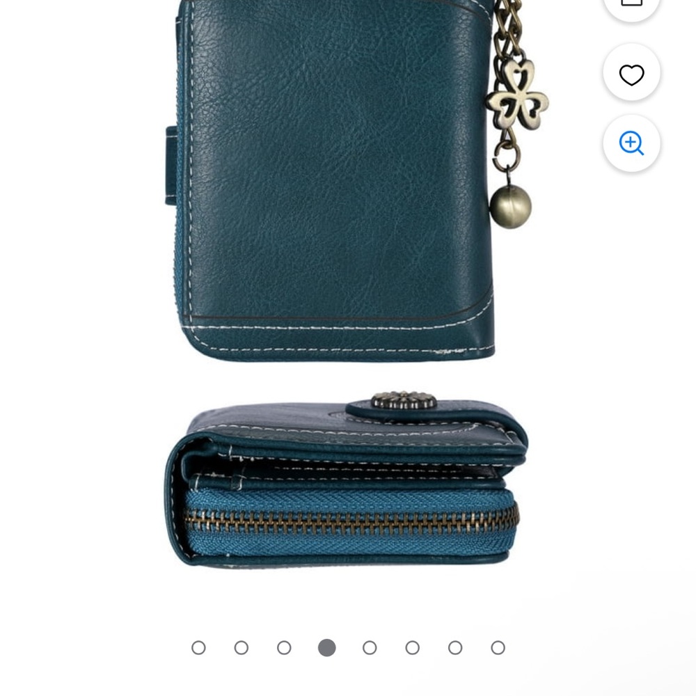 Chic Teal Wallet with Chain Charm - Picture 4 of 7